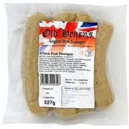 Zeige Details für Old Henry's 4 English Style Sausages 227g Bild von Old Henry's 4 English Style Sausages 227g