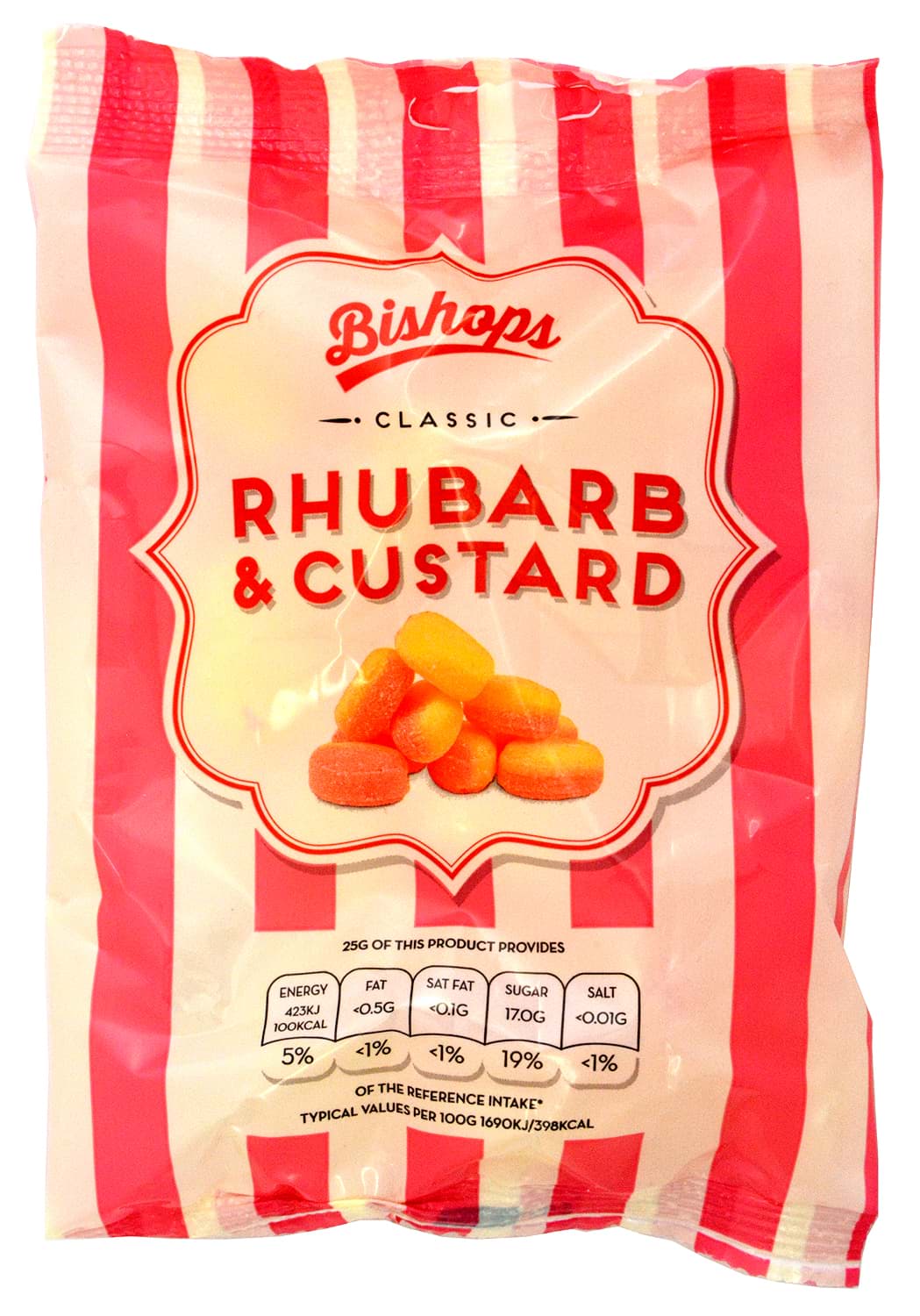 Picture of Bishops Rhubarb & Custard Sweets 150g