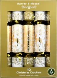 Zeige Details für Harvey & Mason 10 Luxury Crackers Gold Reindeer Bild von Harvey & Mason 10 Luxury Crackers Gold Reindeer