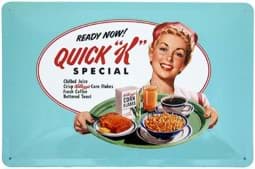 Zeige Details für Metal Sign ´Ready Now! Kelloggs Quick K Special Menu´ Bild von Metal Sign ´Ready Now! Kelloggs Quick K Special Menu´