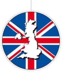 Zeige Details für Union Jack Deko-Hänger rund 28cm mit GB-Silhouette Bild von Union Jack Deko-Hänger rund 28cm mit GB-Silhouette