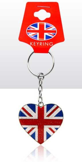 Picture of Union Jack Heart With Glitter Keyring