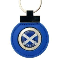 Bild von Scottish Flag Leather Keyring 50mm