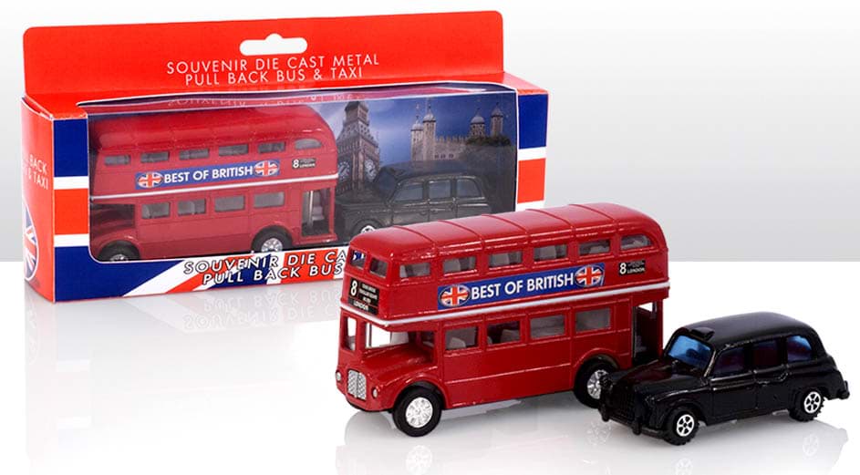 Picture of London Bus & Taxi Set Die Cast Metal Pull Back & Go