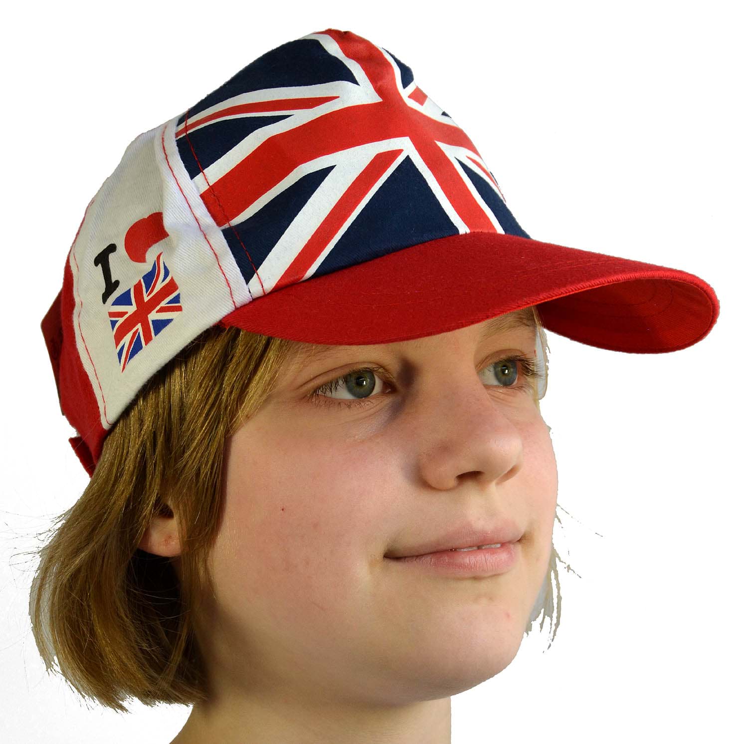 Picture of Baseball Cap Union Jack Panel I Love Britain White-Red