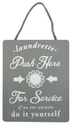 Picture of Wooden Sign "Laundrette - Push Here For Service"