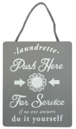 Bild von Holzschild "Laundrette - Push Here For Service"