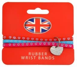 Bild von Union Jack Herzchen 3-fach Silikon-Armband mit Anhänger