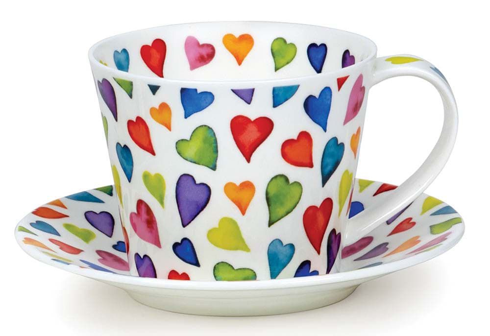 Picture of Dunoon Islay Cup & Saucer Warm Hearts by Caroline Bessey
