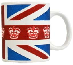 Bild von Glitzer-Keramiktasse Union Jack mit Krone