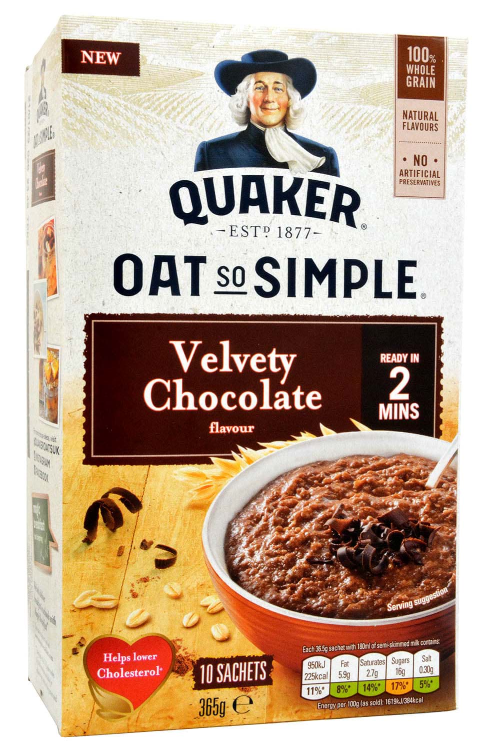 Bild von Quaker Oat So Simple Velvety Chocolate 10 Sachets 365g