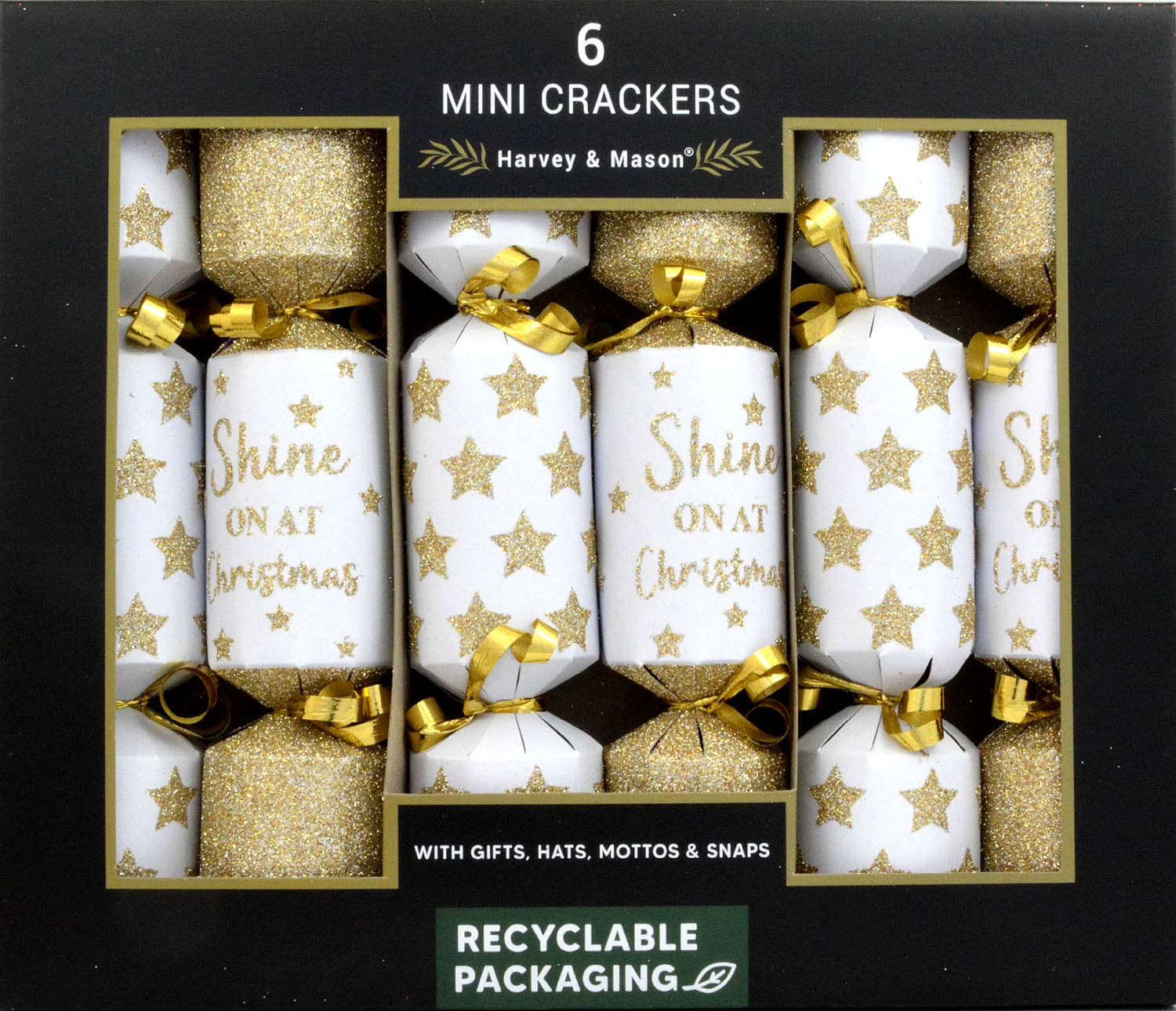 Picture of Harvey & Mason 6 Mini Crackers Gold Shine