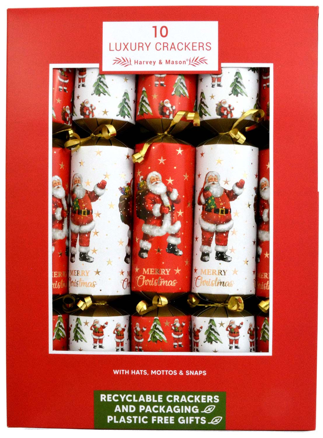 Bild von Harvey & Mason 10 Luxury Crackers Santa