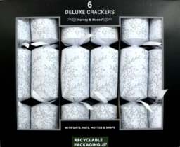 Bild von Harvey & Mason 6 Deluxe Christmas Crackers Winter Glitter Silver