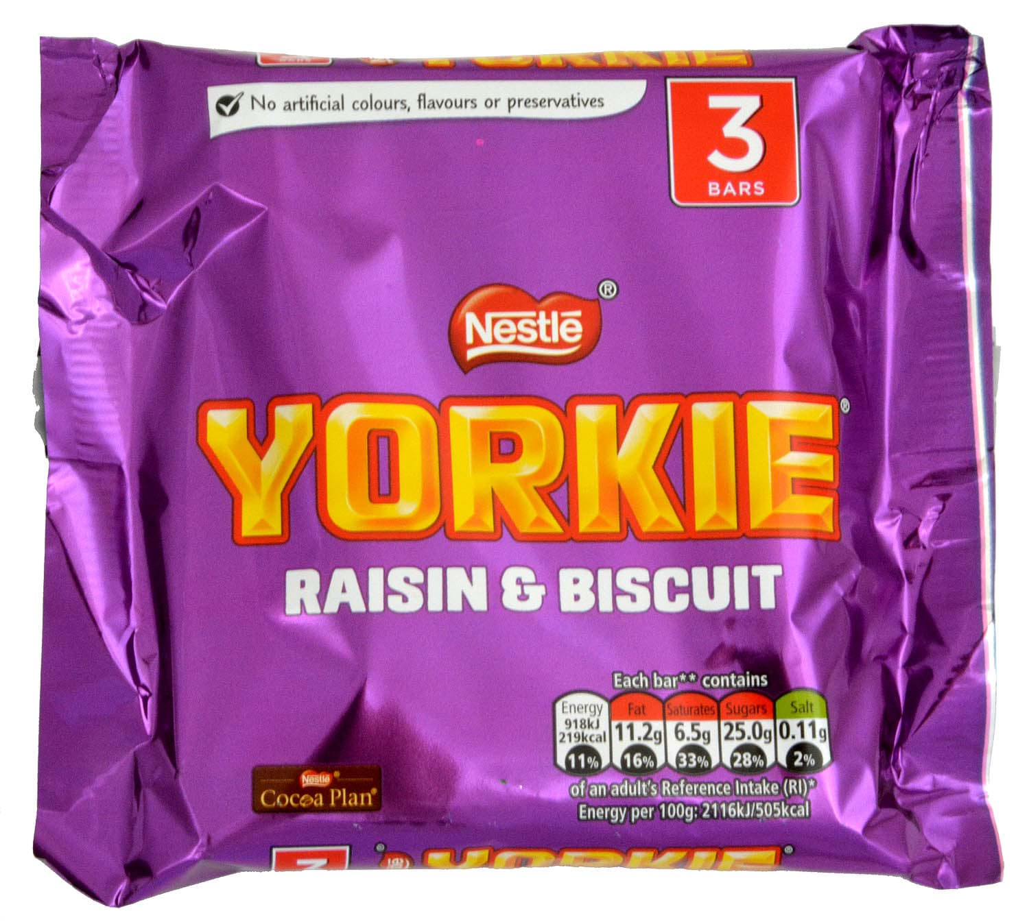 Bild von Yorkie Milk Chocolate with Raisin and Biscuit 3x44g