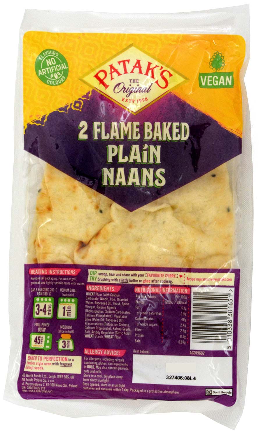 Picture of Pataks 2 Plain Naans