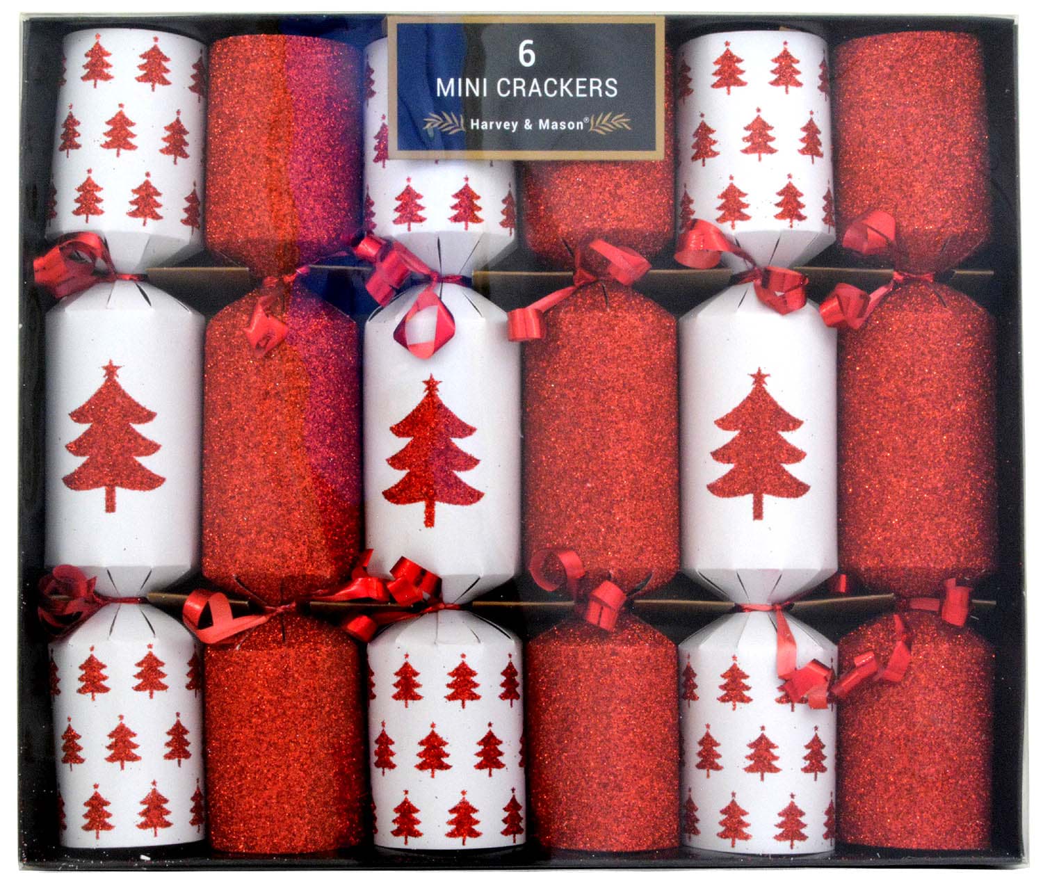 Bild von Harvey & Mason 6 Mini Crackers Red Tree