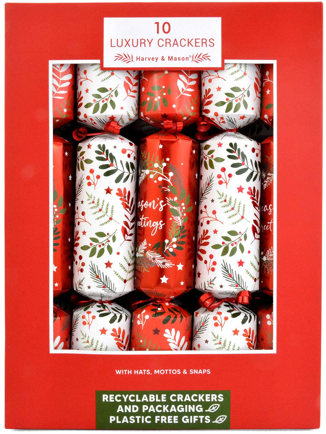 Bild von Harvey & Mason 10 Luxury Crackers Red Festive