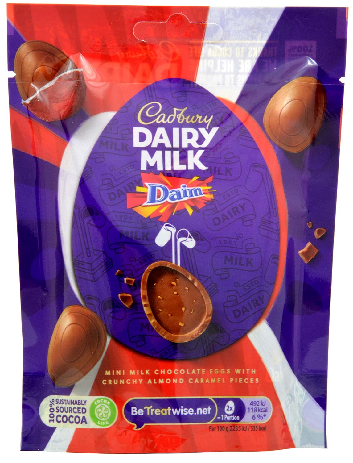 Michelles Specialities. Cadbury Miniature Dairy Milk Daim Eggs 77g