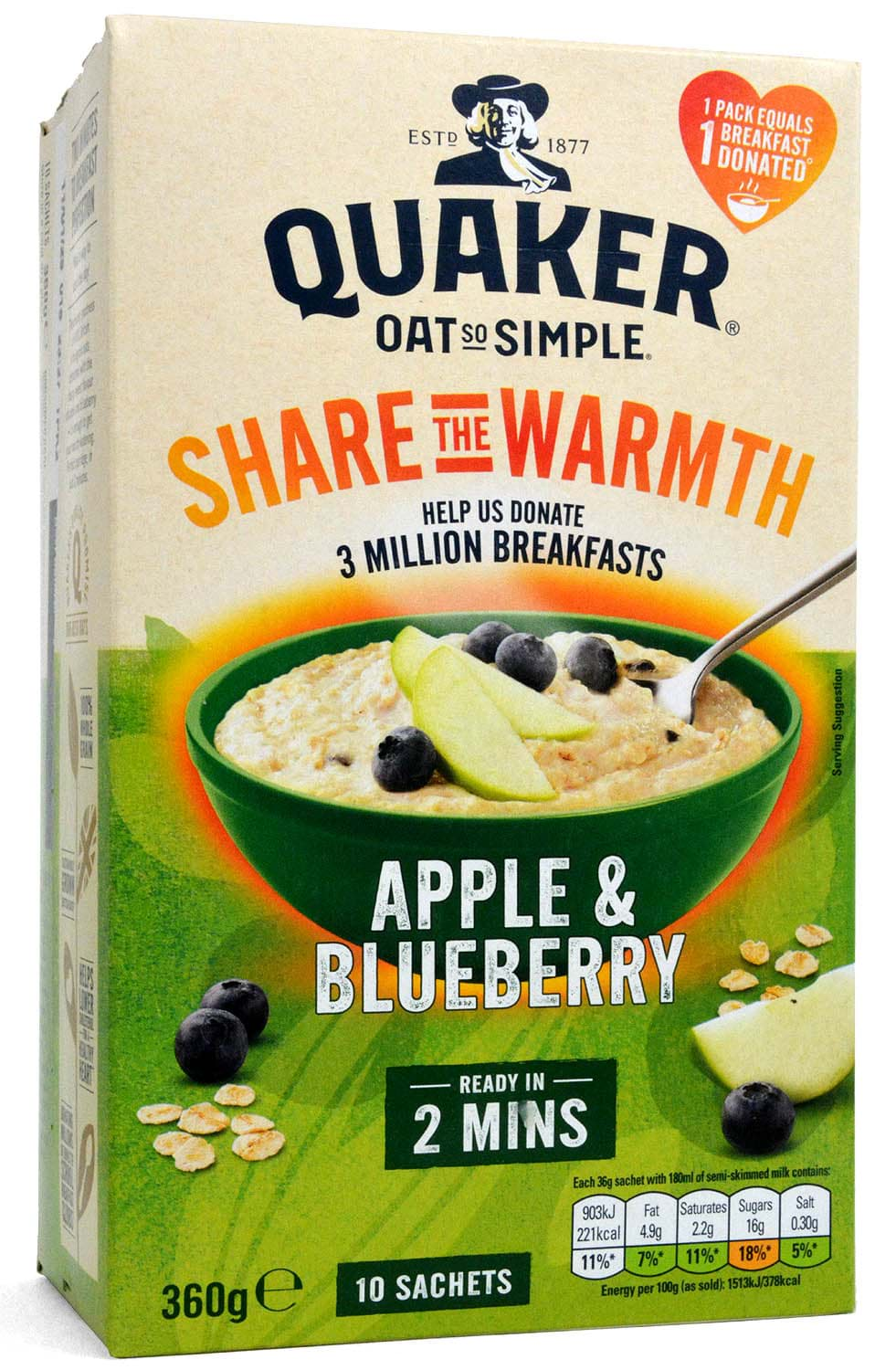 Bild von Quaker Oat So Simple Apple & Blueberry Porridge 10er-Pack 360g