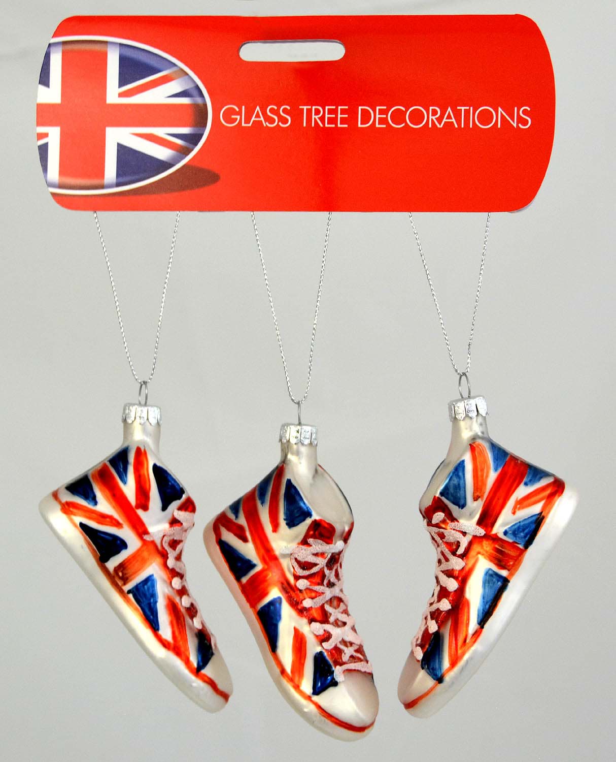Bild von Union Jack Weihnachtsbaumschmuck aus Glas 3er-Pack