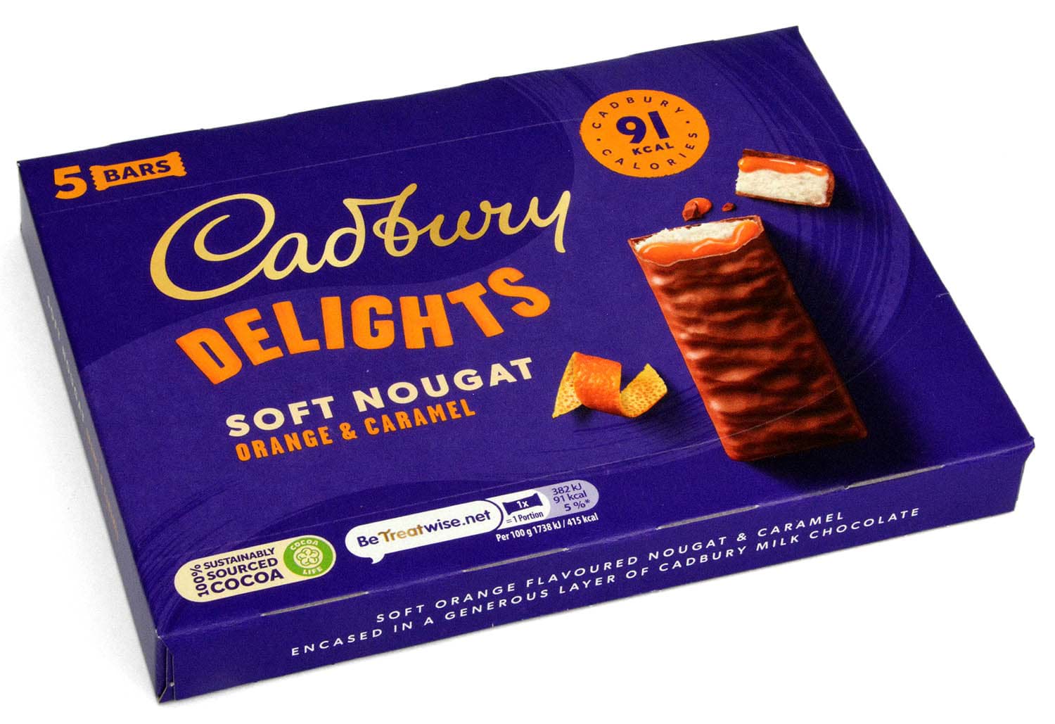 Bild von Cadbury Delights Soft Nougat Orange and Caramel 5 x 22g