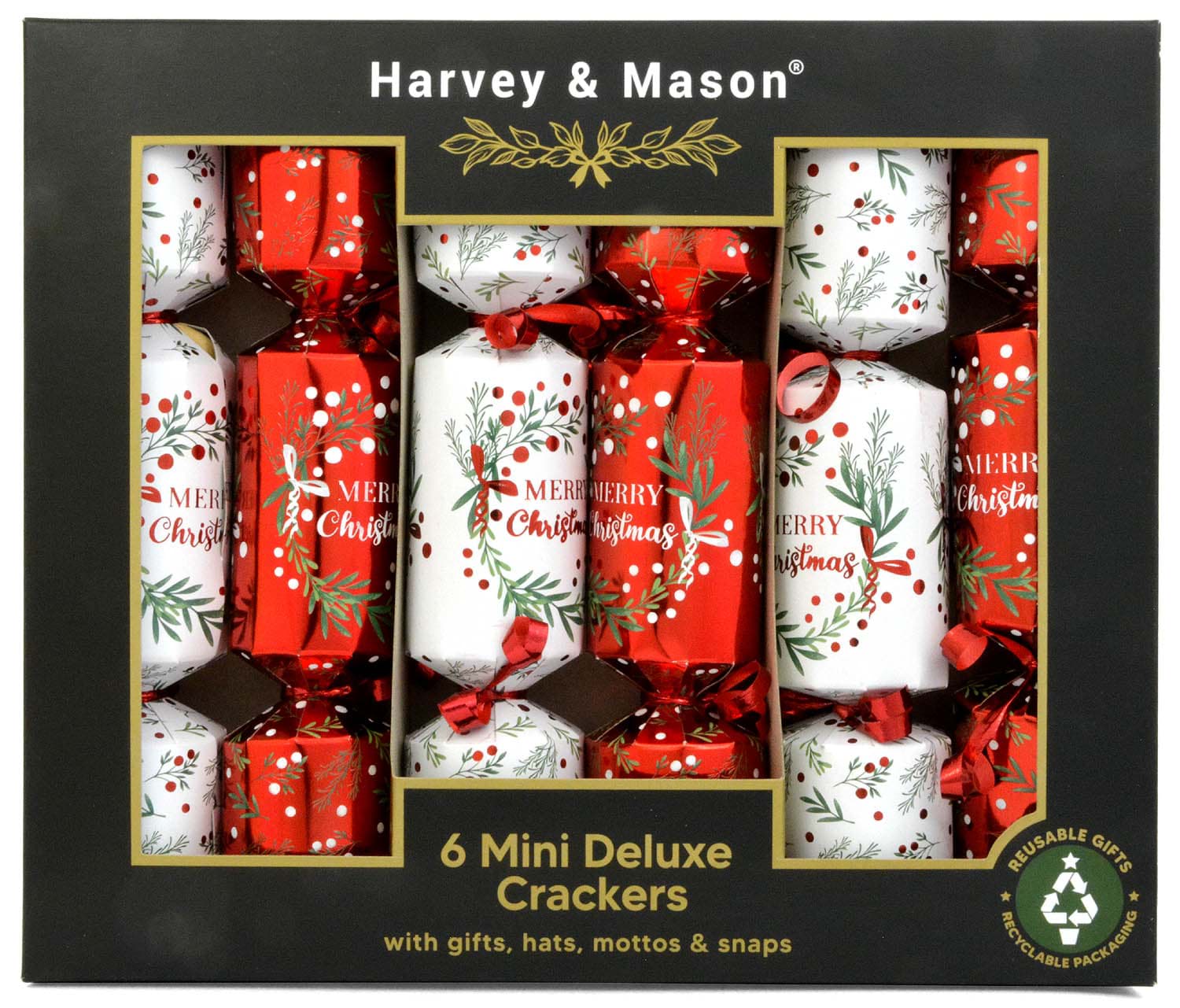 Bild von Harvey & Mason 6 Mini Crackers Red
