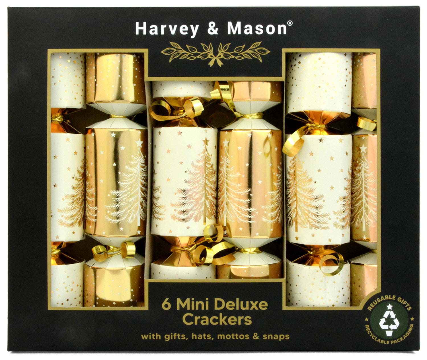 Bild von Harvey & Mason 6 Mini Crackers Gold Tree
