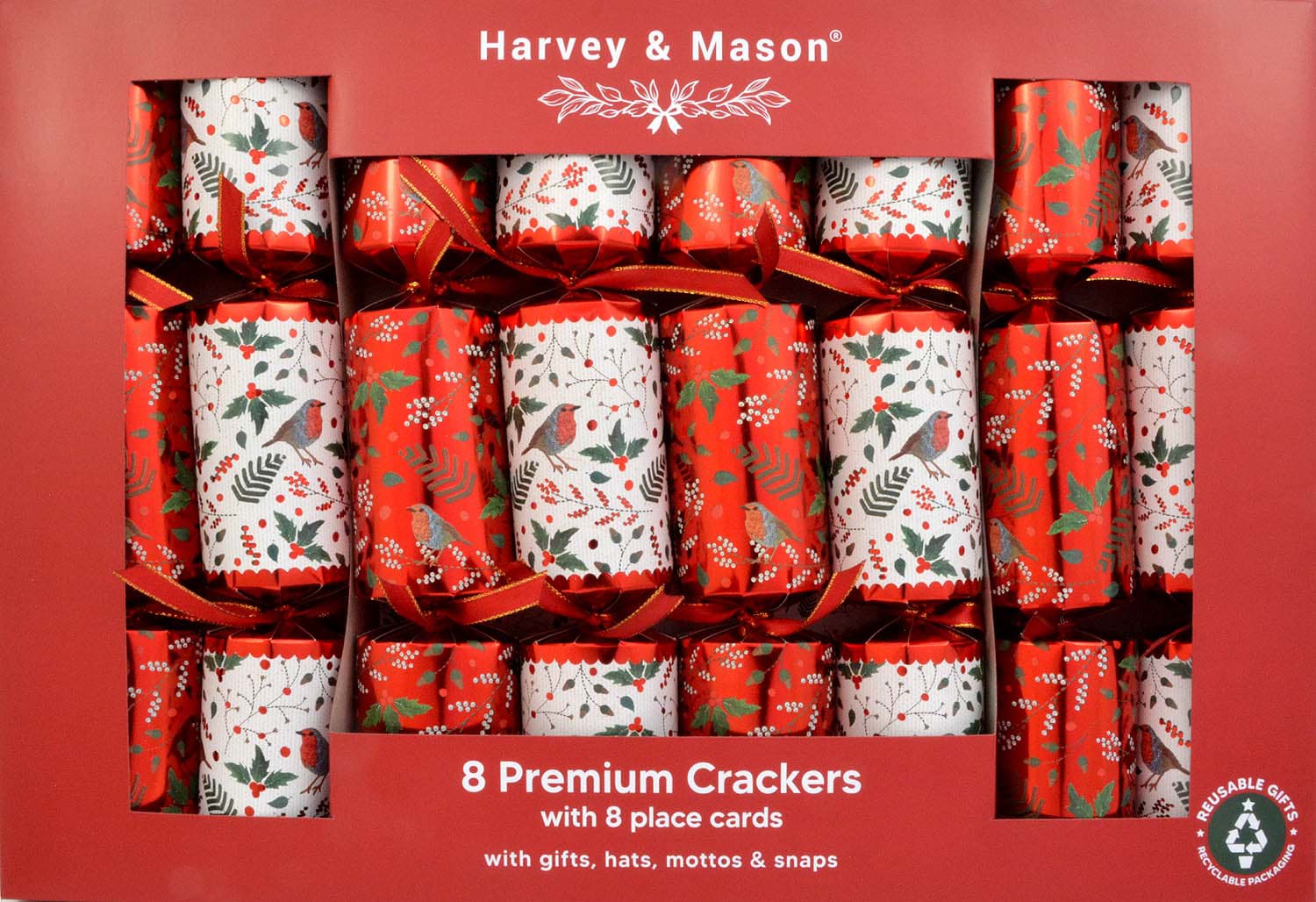 Bild von Harvey & Mason 8 Premium Crackers Red Robin