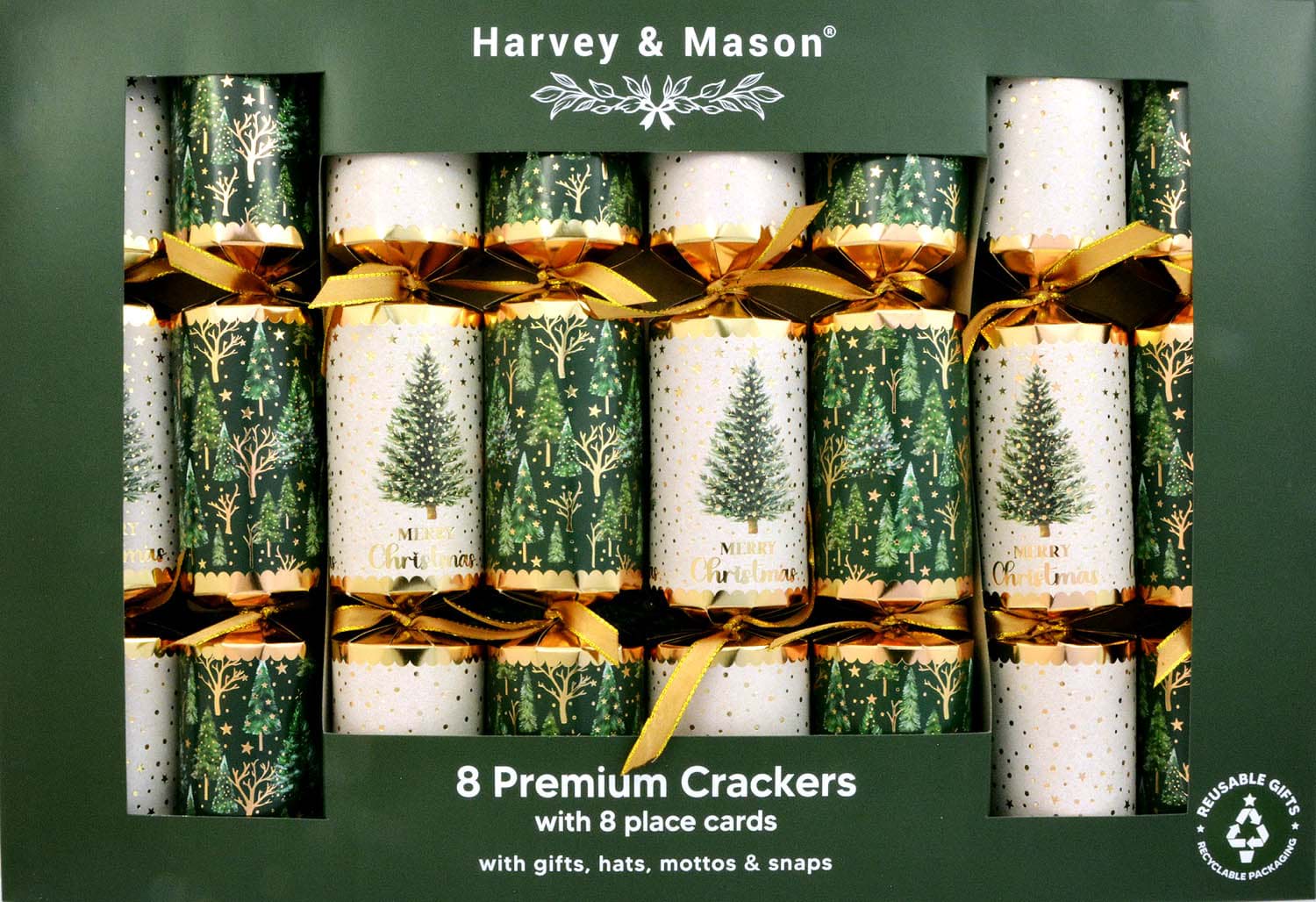 Bild von Harvey & Mason 8 Premium Crackers Green Tree