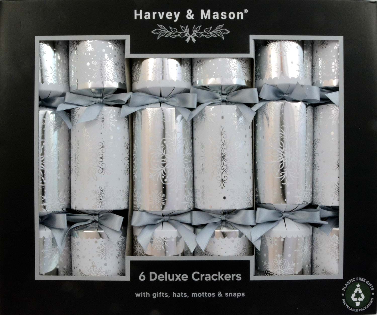 Bild von Harvey & Mason 6 Deluxe Christmas Crackers Navy Foliage