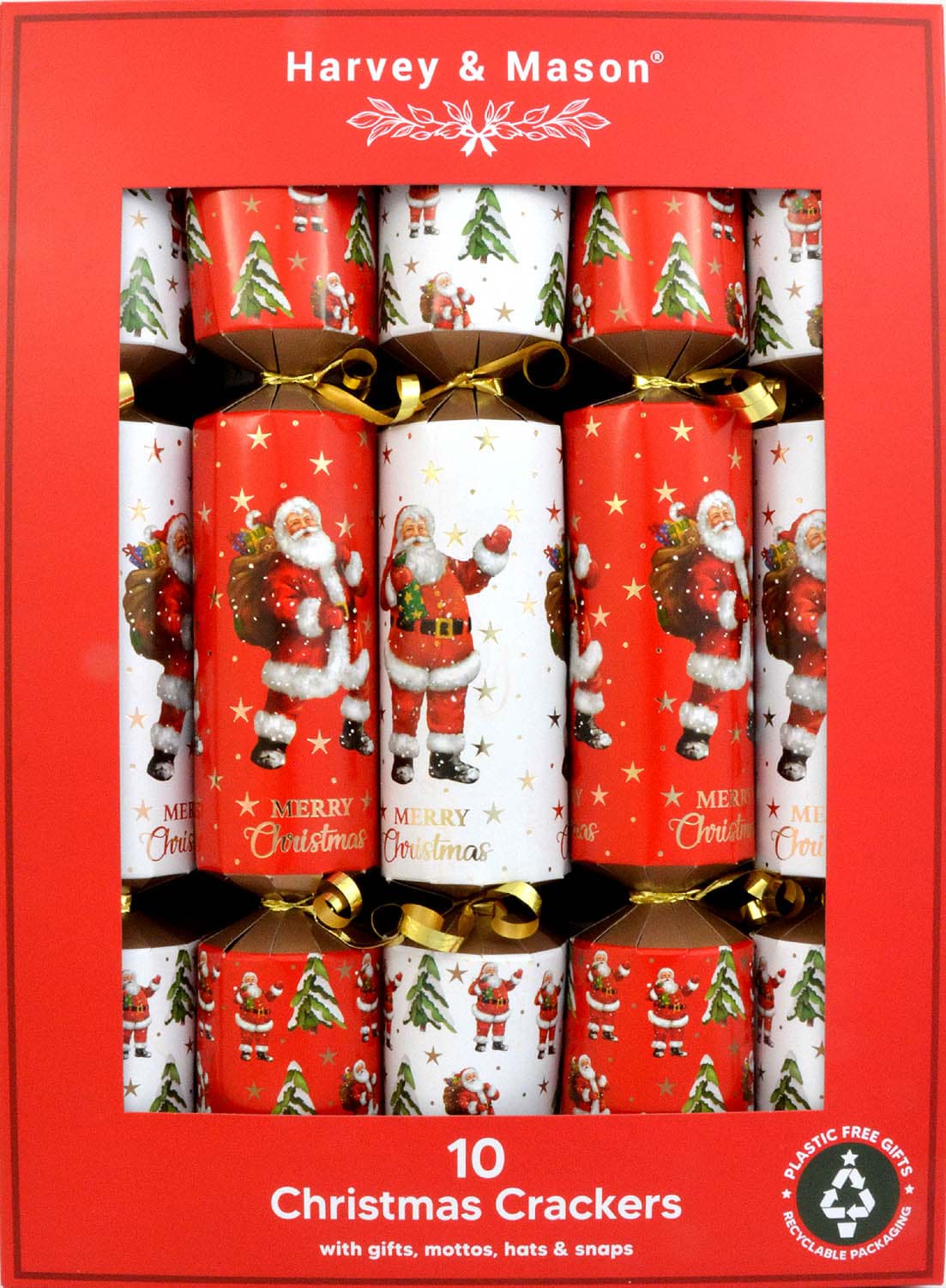 Bild von Harvey & Mason 10 Luxury Crackers Santa