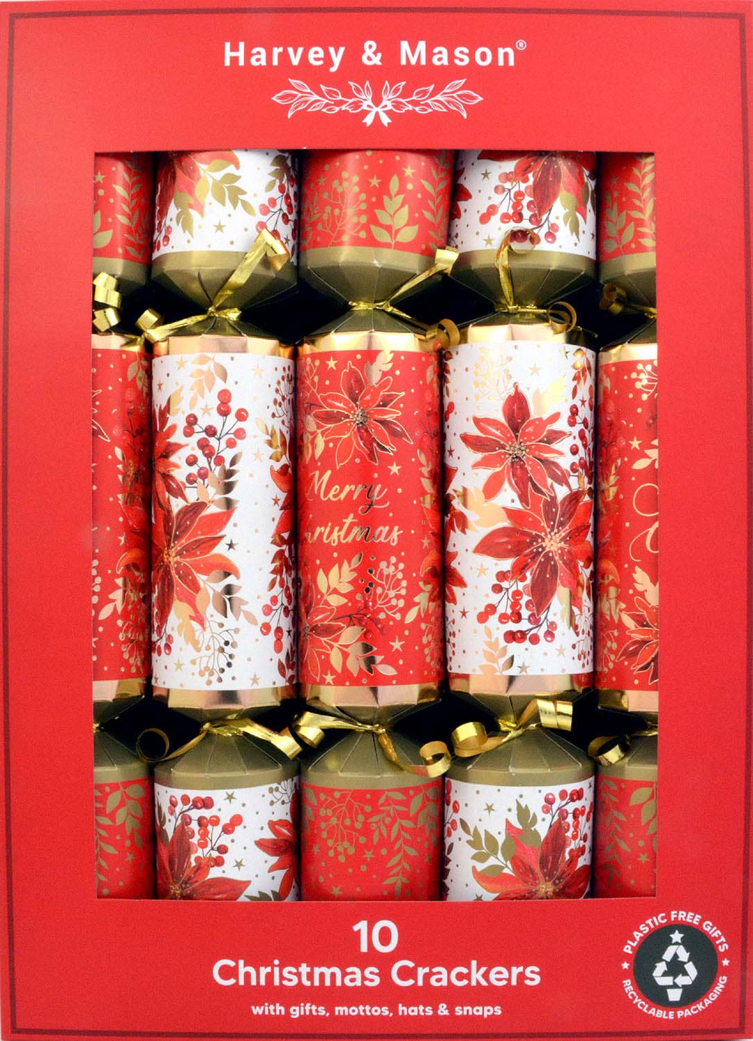 Bild von Harvey & Mason 10 Luxury Crackers Poinsettia