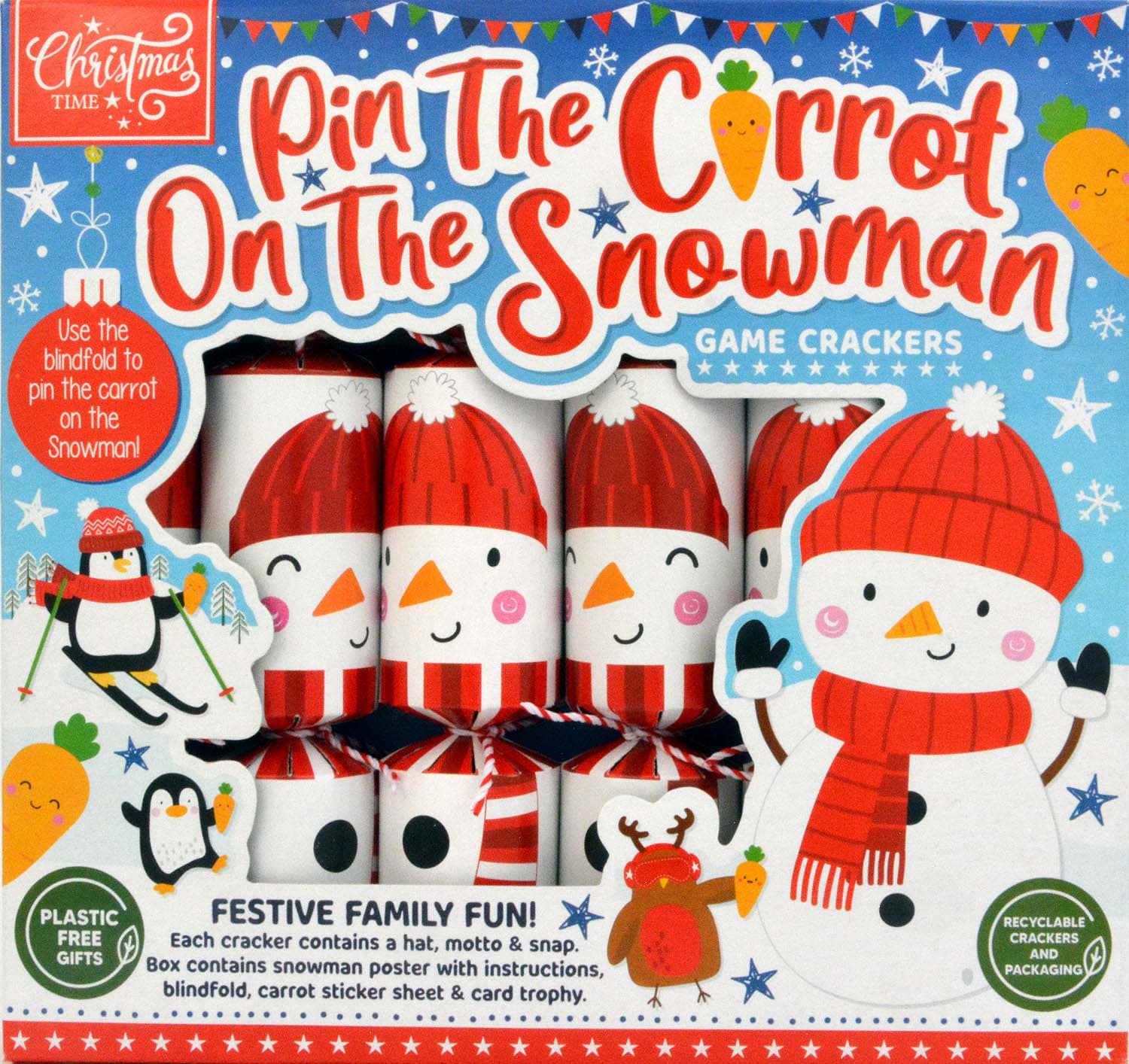 Bild von 6 Christmas Crackers Pin The Carrot On The Snowman
