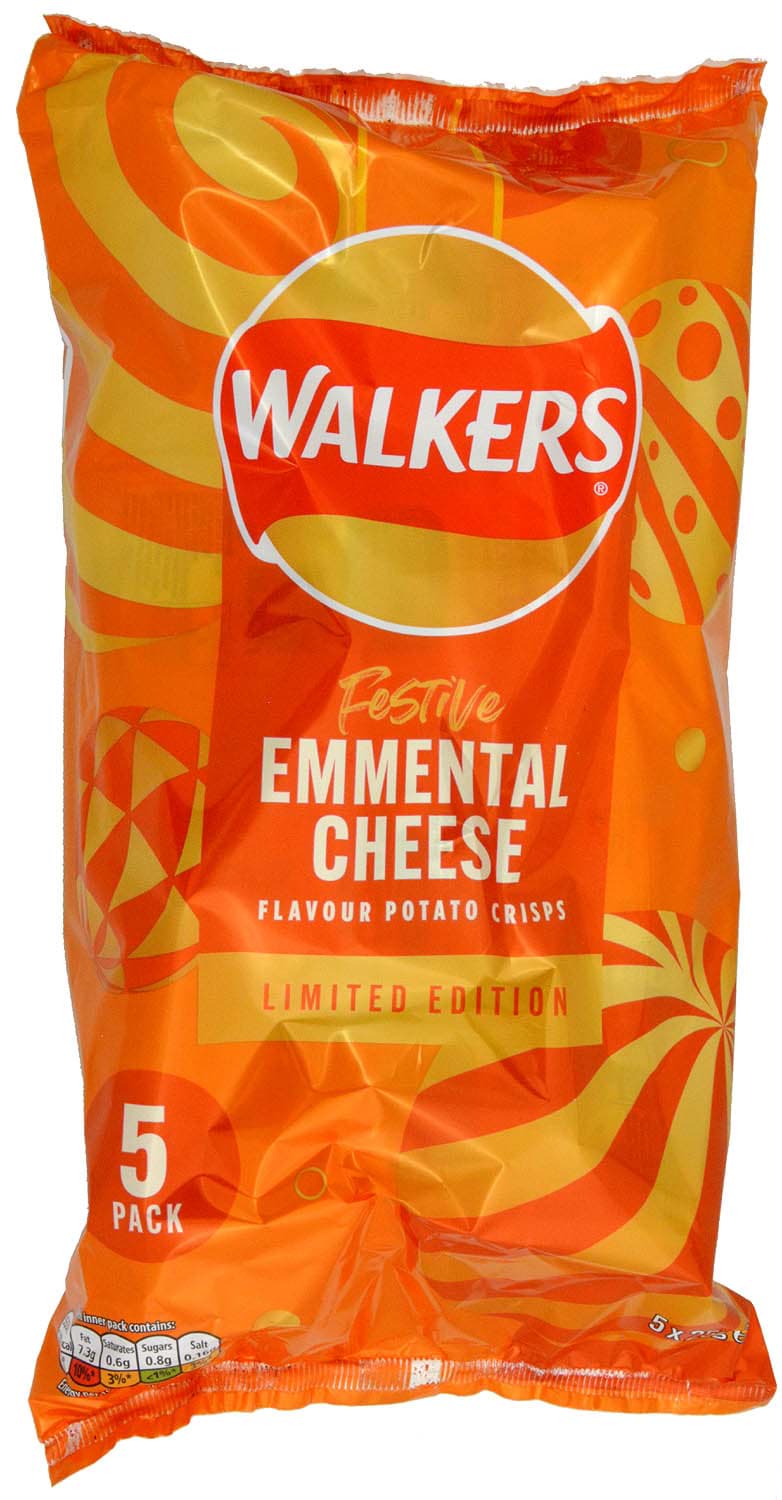 Bild von Walkers Festive Emmental Cheese Crisps 5x25g