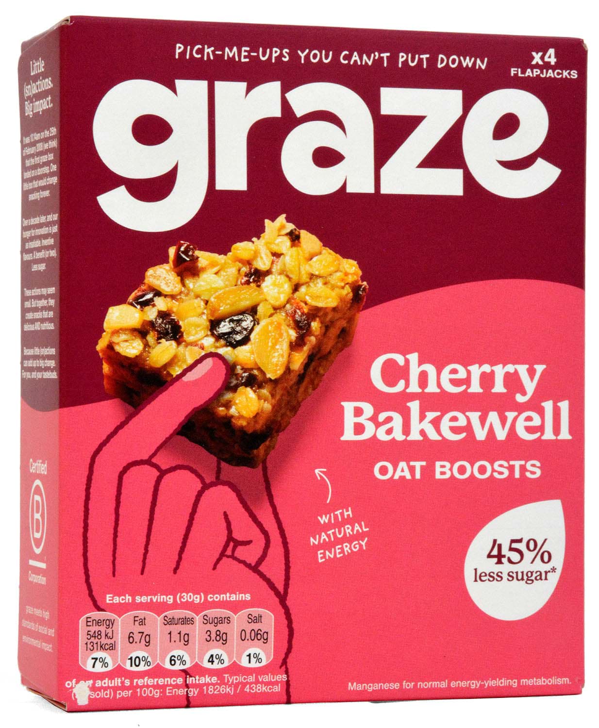 Bild von Graze Oat Boosts Cherry Bakewell 4x30g