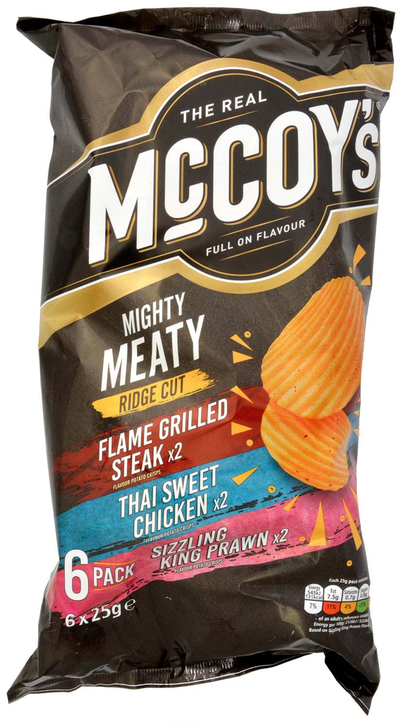 McCoys Ridge Cut Meaty Variety Crisps 6 x 25g
