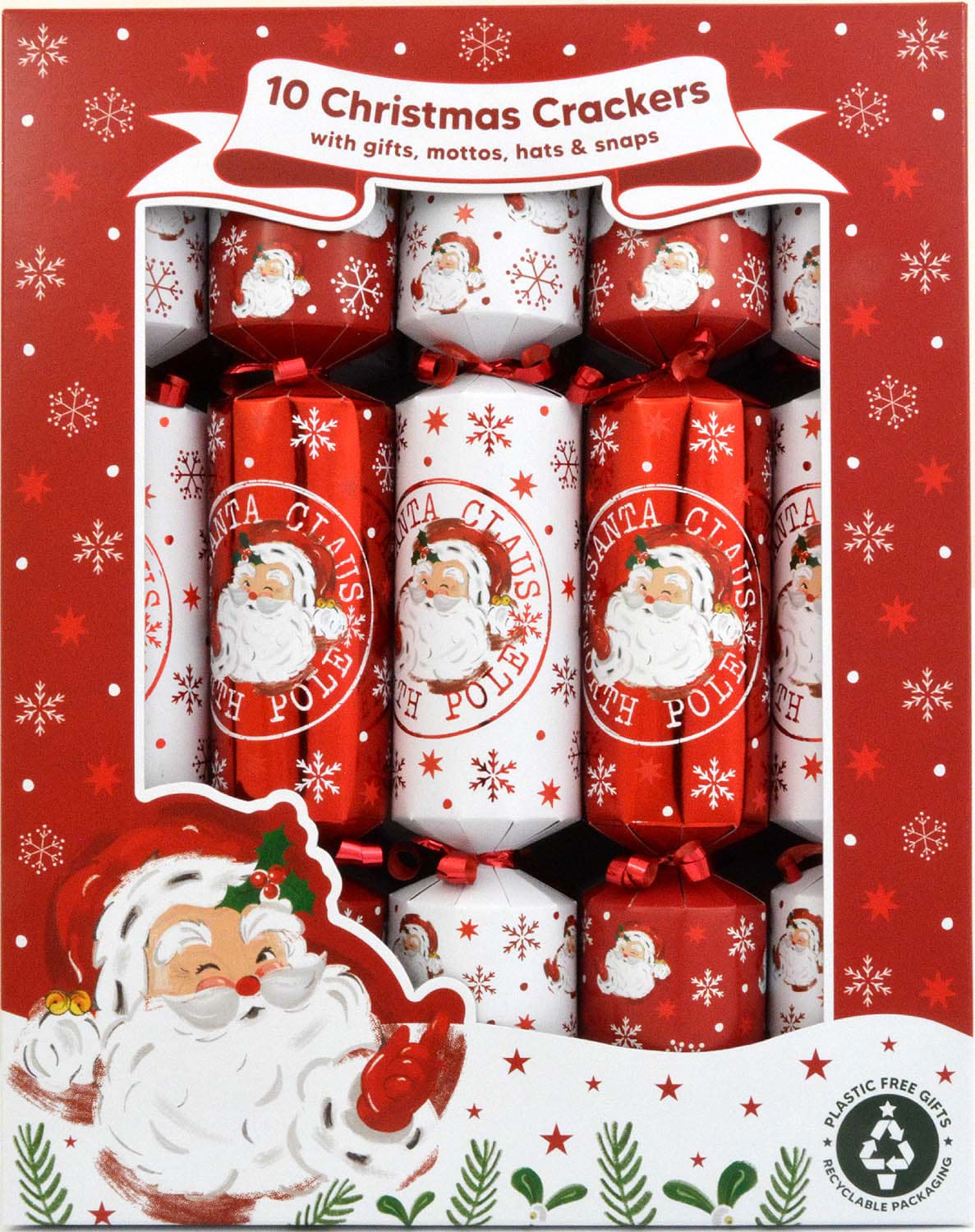 10 Family Christmas Crackers Retro Santa