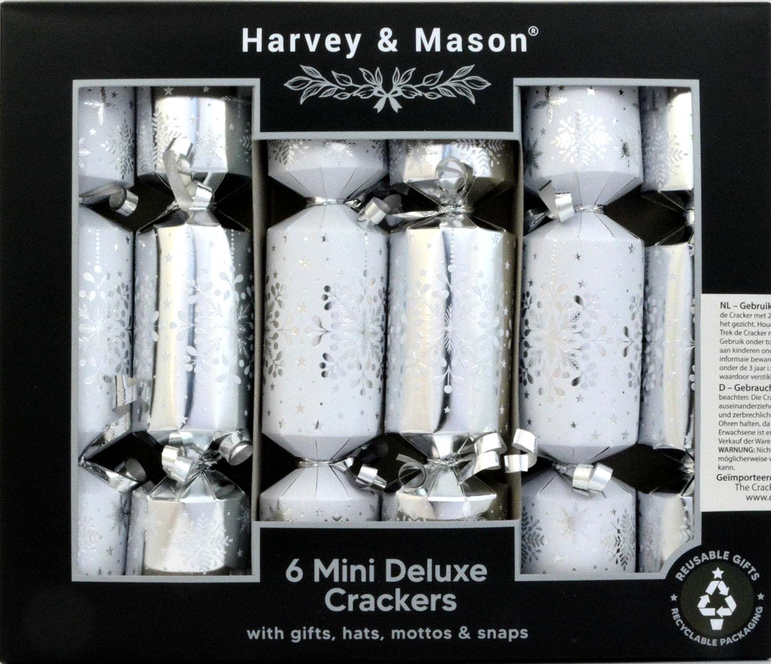 Harvey & Mason 6 Mini Crackers Silver Flake