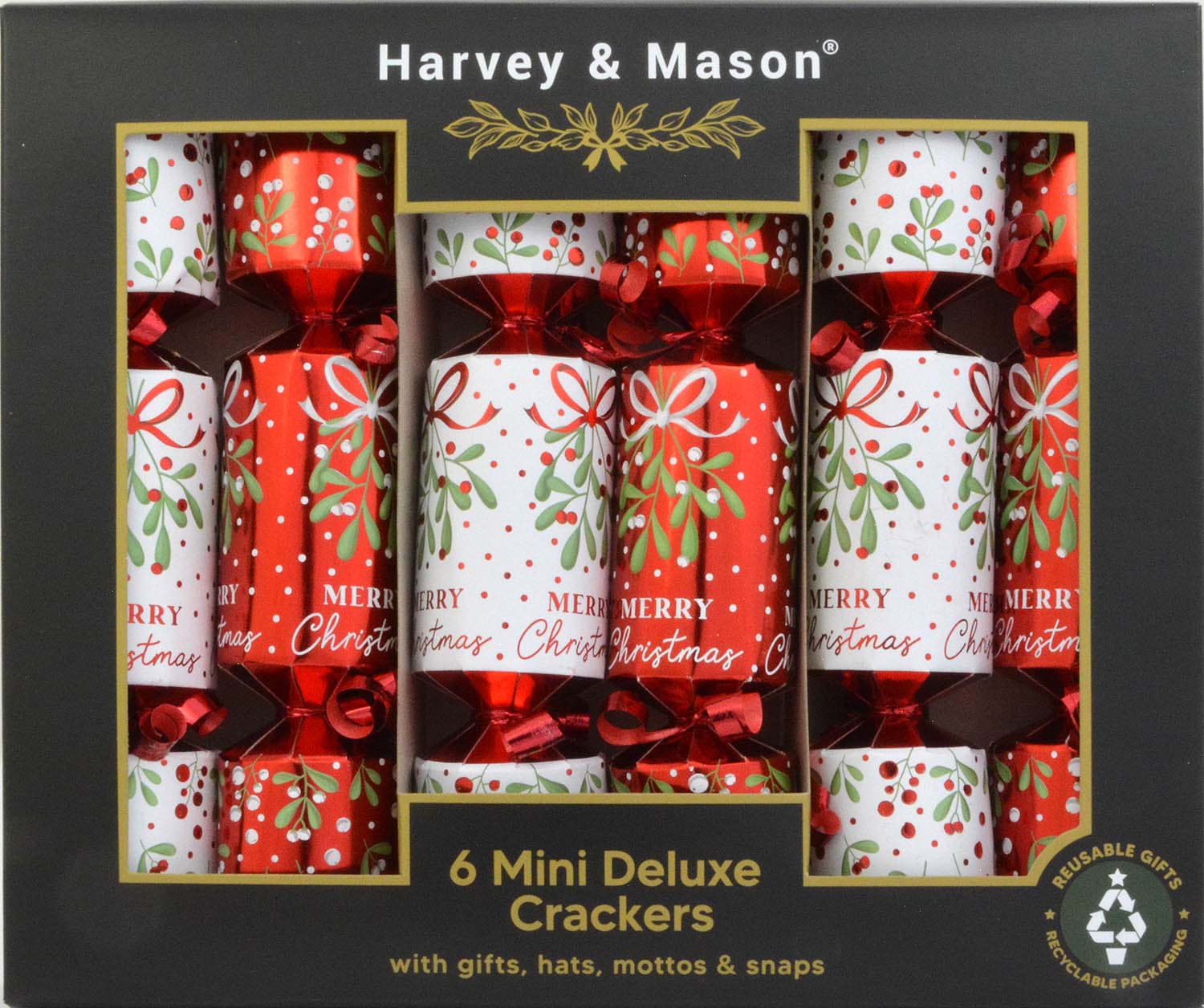 Harvey & Mason 6 Mini Crackers Red