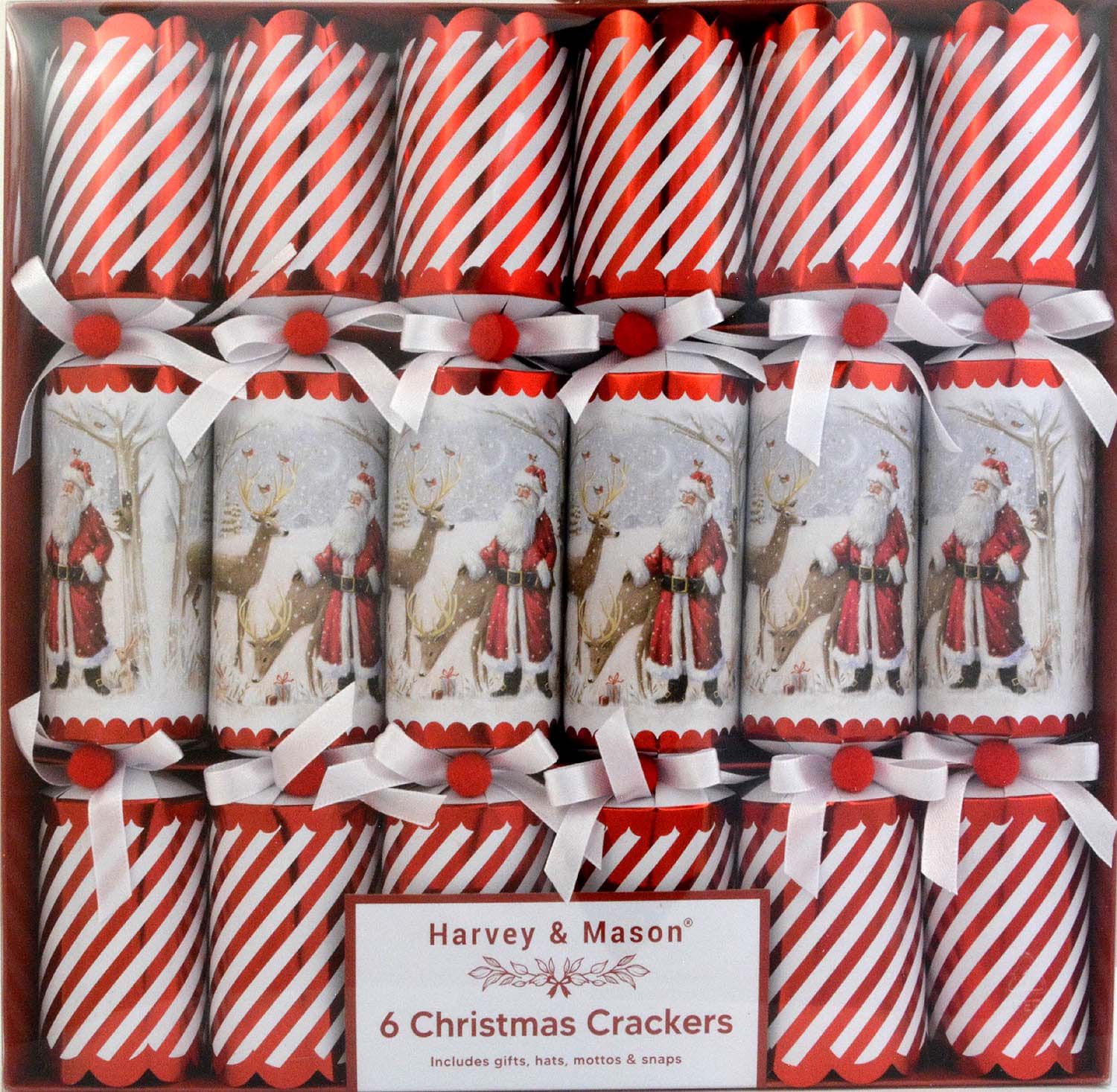 6 Harvey & Mason Christmas Crackers Retro Santa