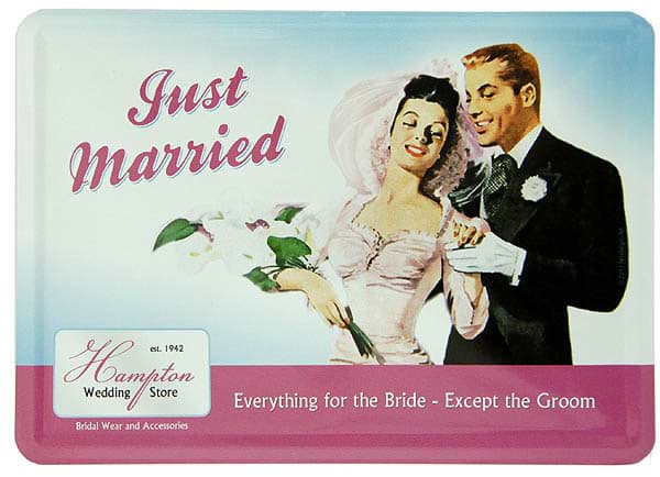 Bild von Metal Postcard Blechpostkarte ´Just Married´