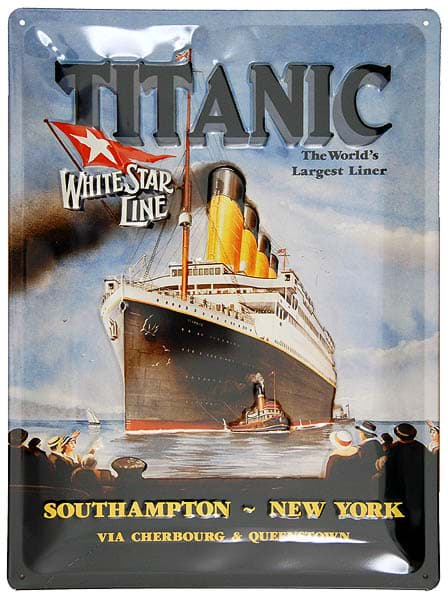 Bild von Metal Sign ´Titanic With Tugs´ Black