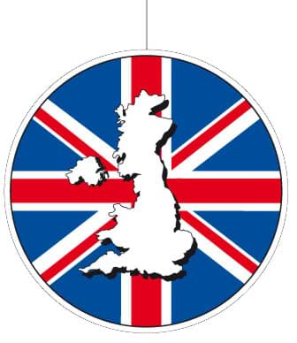 Bild von Union Jack Deko-Hänger rund 28cm mit GB-Silhouette