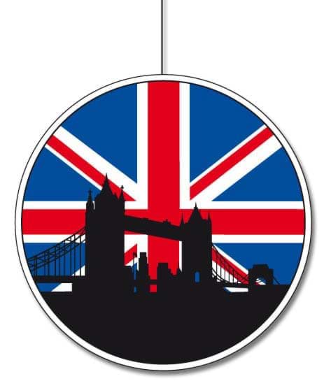 Bild von Union Jack Deko-Hänger rund 28cm mit Tower Bridge