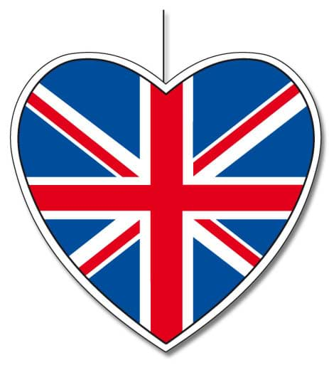 Picture of Union Jack Hanger 14cm Heart Shape