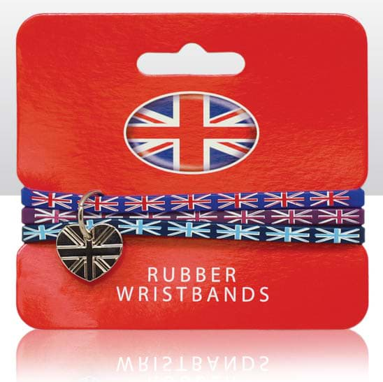 Bild von Union Jack 3-fach Silikon-Armband mit Anhänger