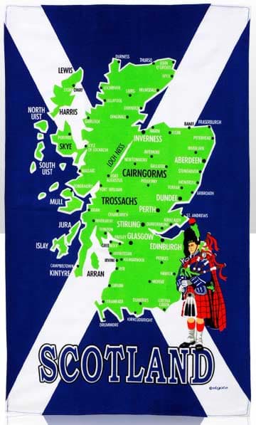 Picture of Scotland Map Tea Towel with St. Andrews Cross