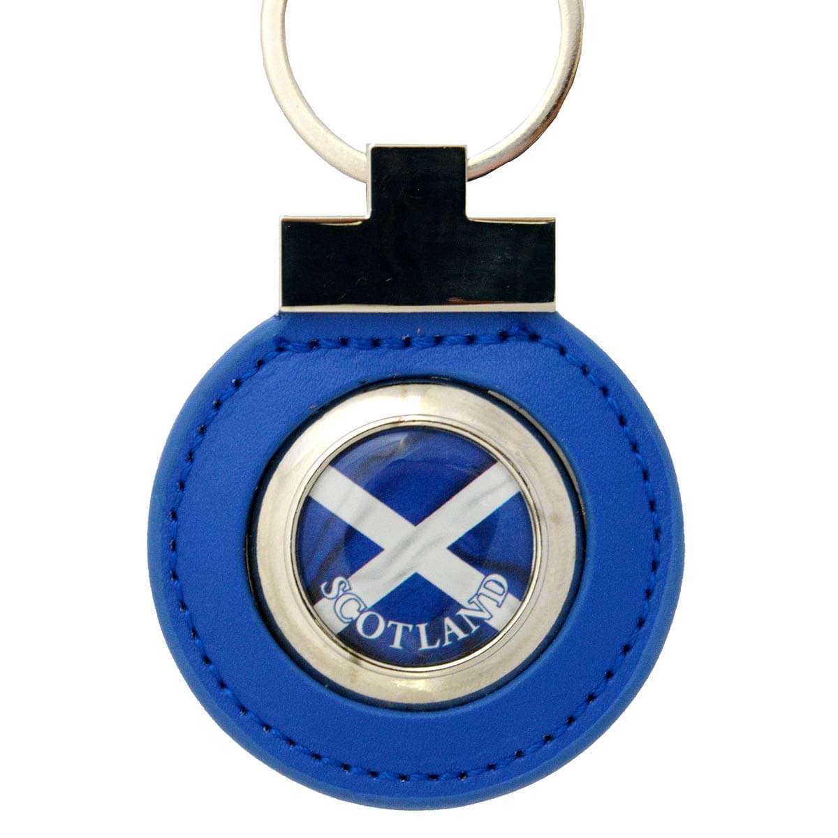 Picture of Scottish Flag Leather Keyring 50mm