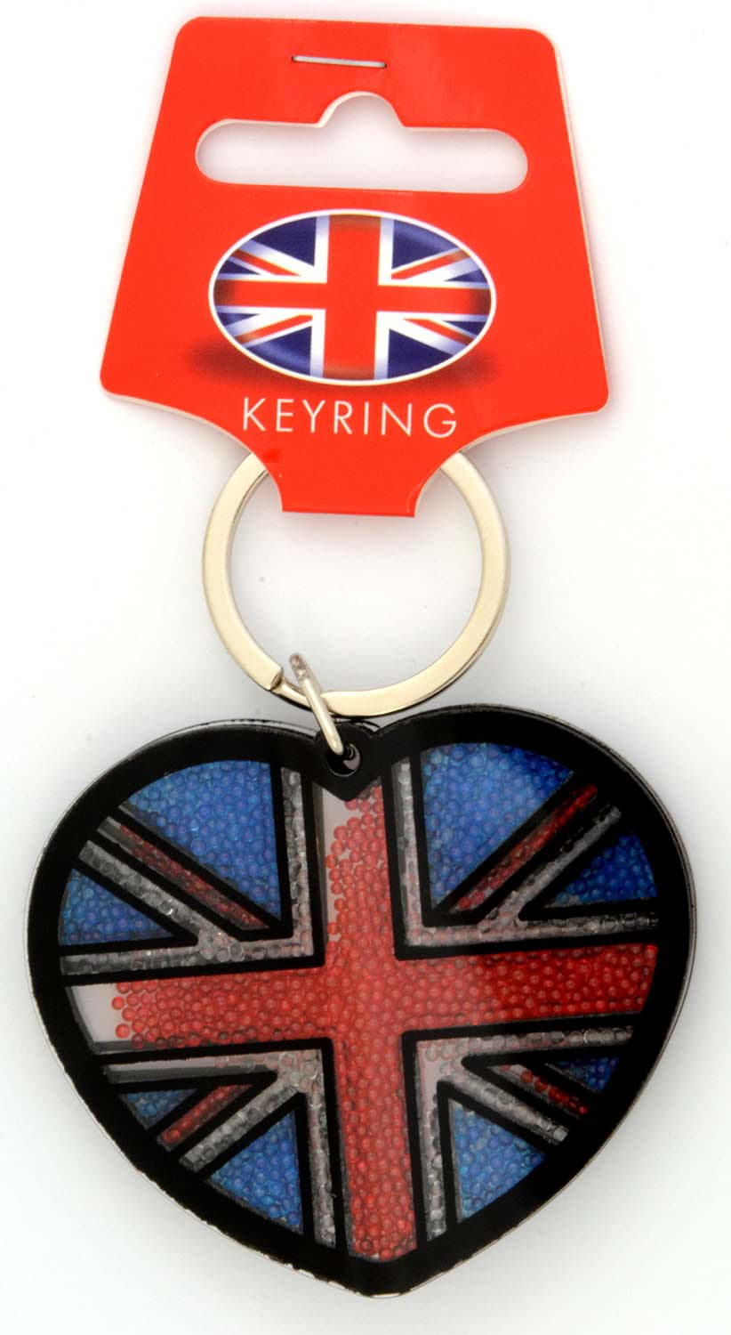 Picture of Acryl-Schlüsselanhänger mit Union Jack Herz mit Perlen